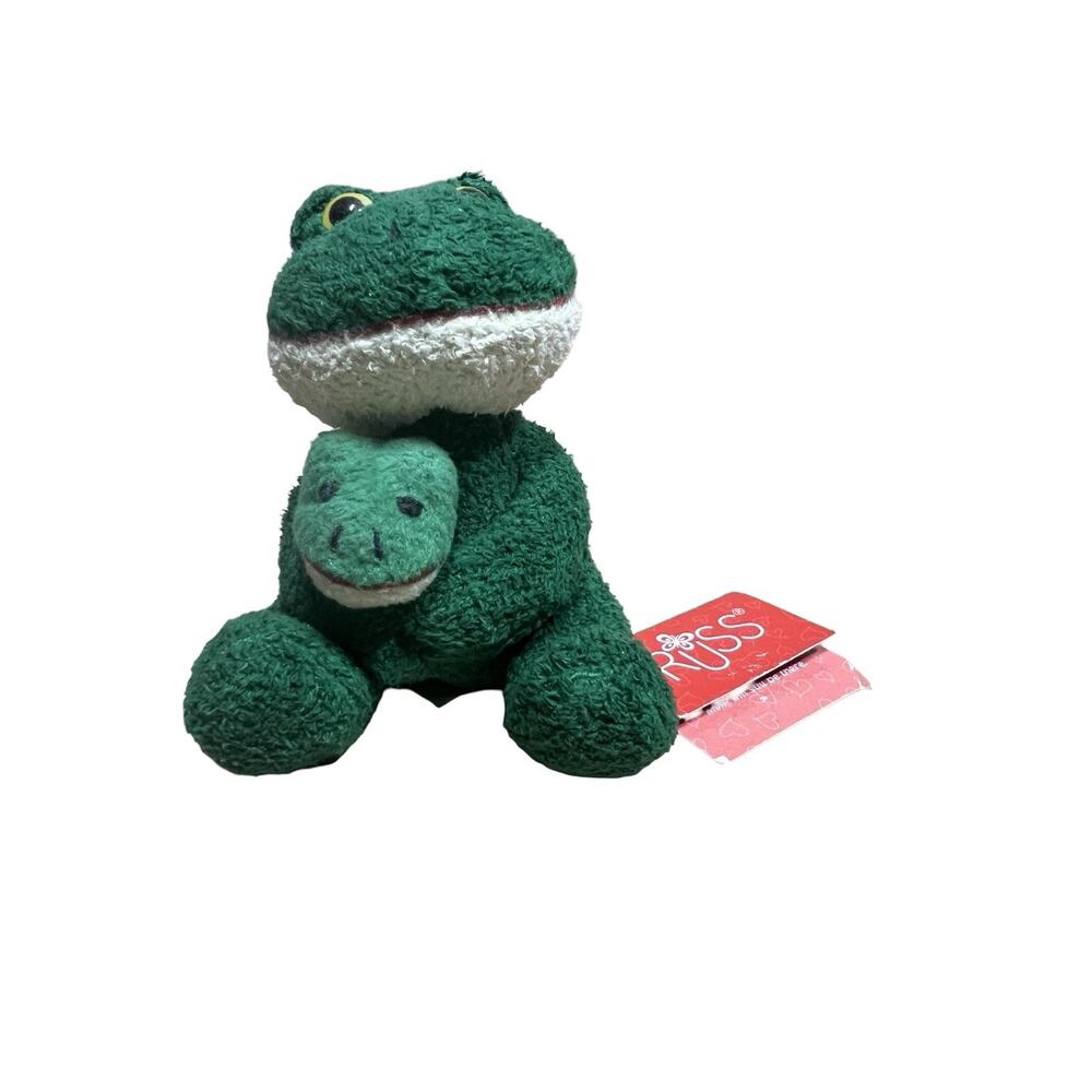 Russ Luv Pets Green Frog Mom & Baby Mini Plush Toy 4.5"